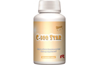 STARLIFE C-500 STAR, 50 tbl - C-vitamint tartalmazó narancs ízű rágótabletta cukorral és édesítőszerrel (STARLIFE-6730)